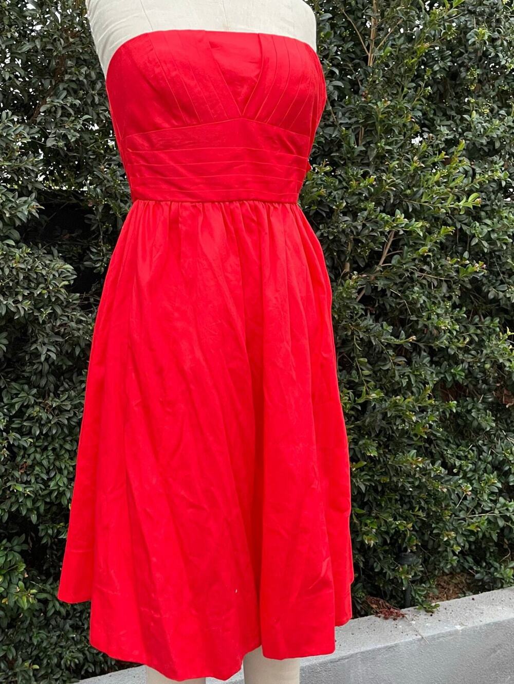New With Tags Anthropologie Red Strapless Mini Dress Women’s 0 Cotton